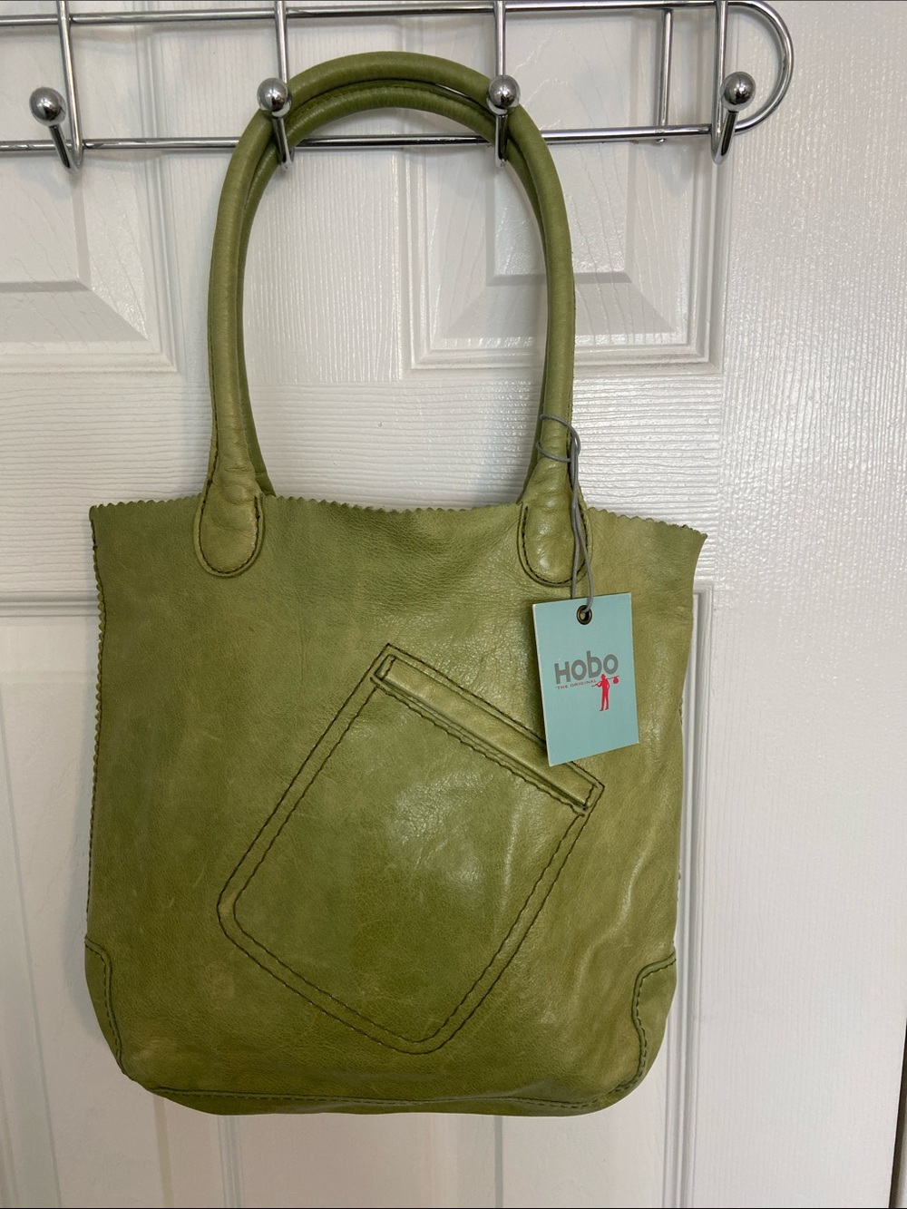 HOBO Green Leather Tote with Front Pocket